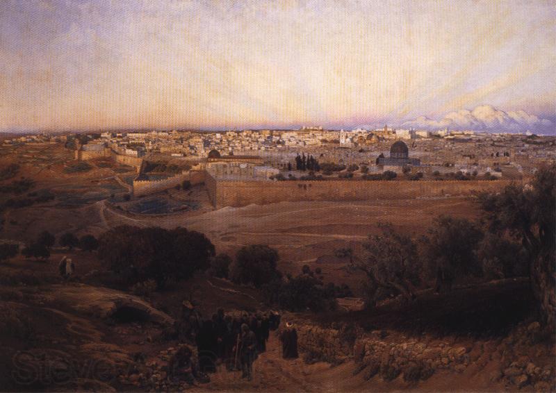 Gustav Bauernfeind Jerusalem from the Mount of Olives. Spain oil painting art